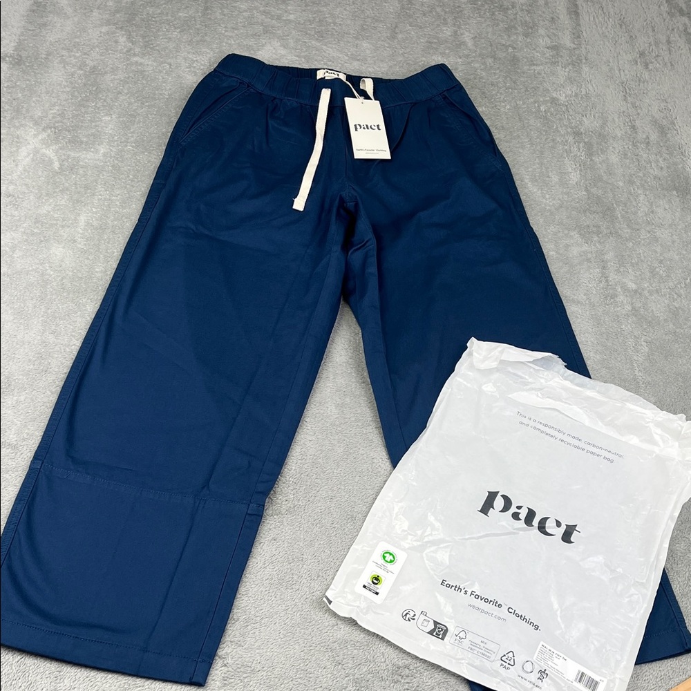 NEW PACT Organic Women's French Navy Daily Twill‎ Crop Pant S